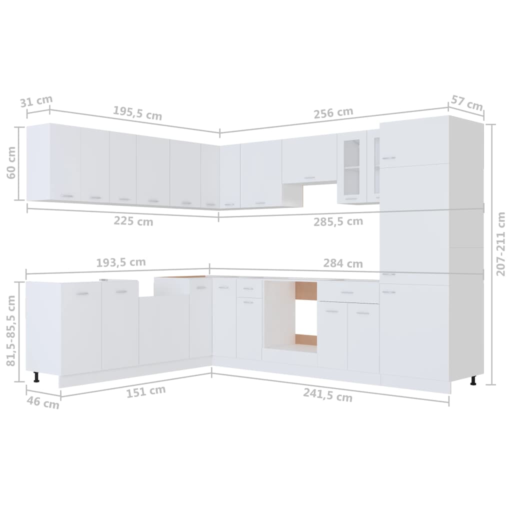 Set Armadi da Cucina 14 pz Bianco in Truciolato - homemem39
