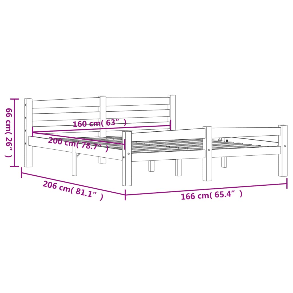 Giroletto senza Materasso 160x200 cm in Legno Massello di Pino | homemem39