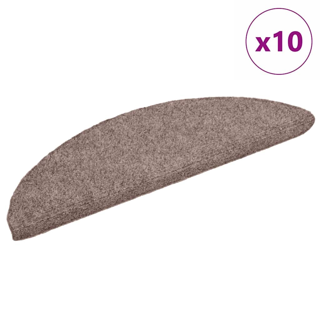Tappetini per scale autoadesivi 10 pz 56x17x3 cm Marrone Chiaro Semicircolari - homemem39