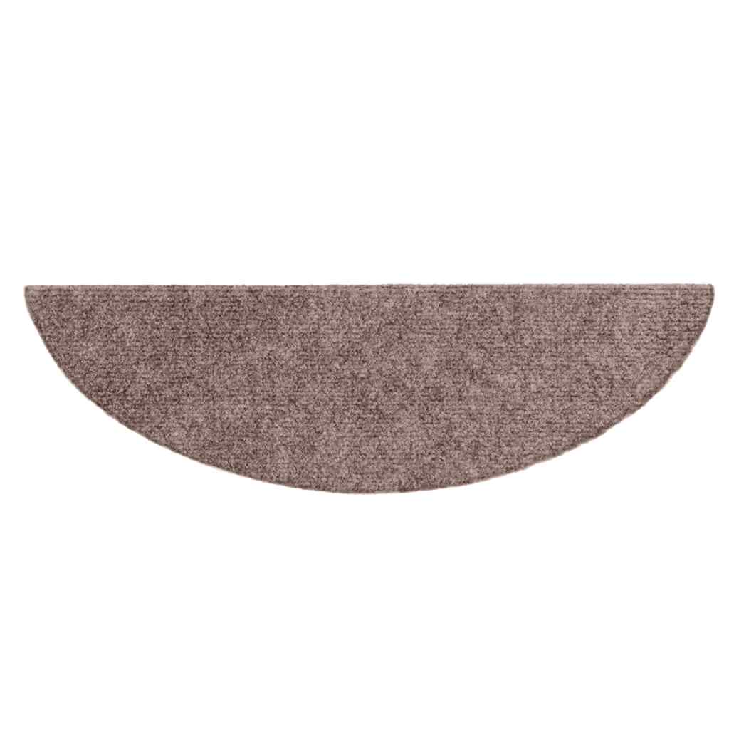 Tappetini per scale autoadesivi 10 pz 56x17x3 cm Marrone Chiaro Semicircolari - homemem39