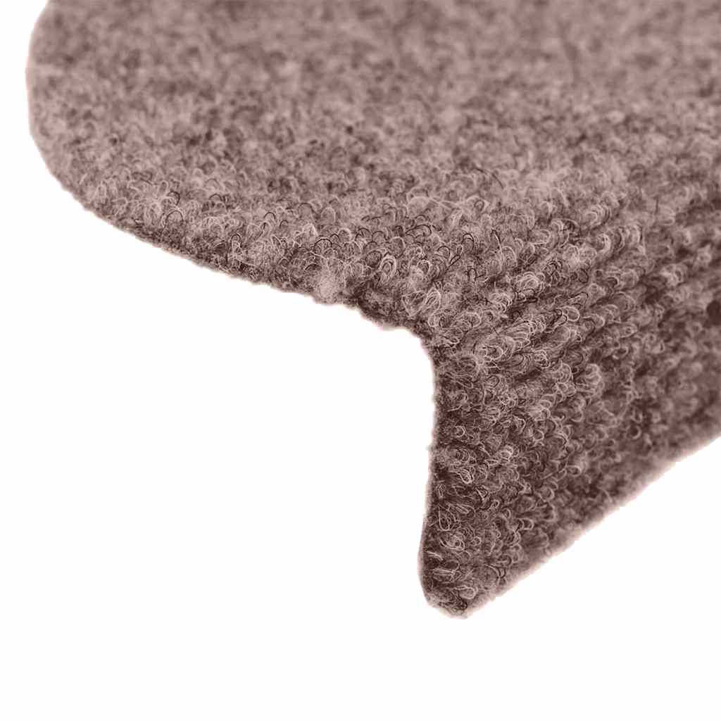 Tappetini per scale autoadesivi 10 pz 56x17x3 cm Marrone Chiaro Semicircolari - homemem39