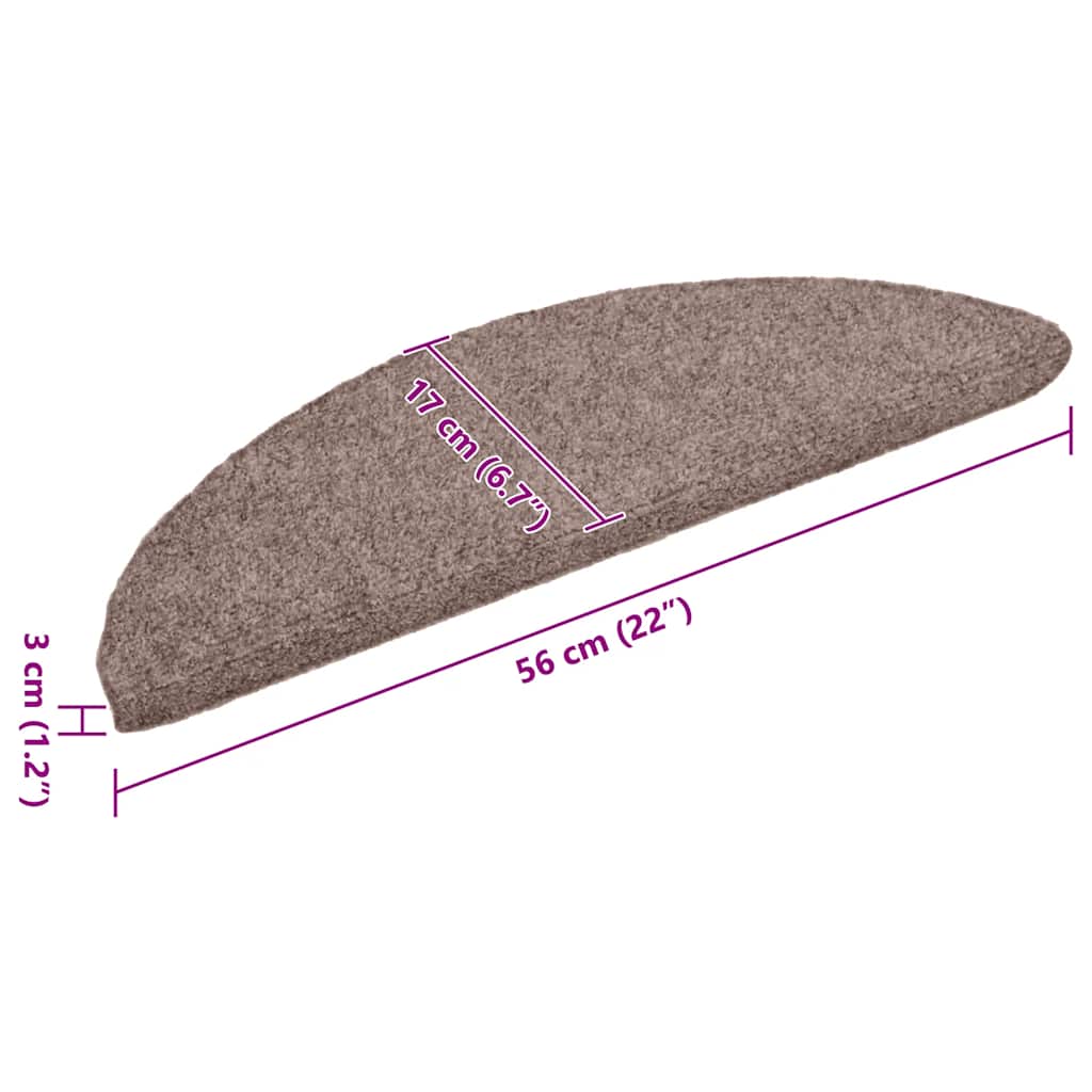 Tappetini per scale autoadesivi 10 pz 56x17x3 cm Marrone Chiaro Semicircolari - homemem39