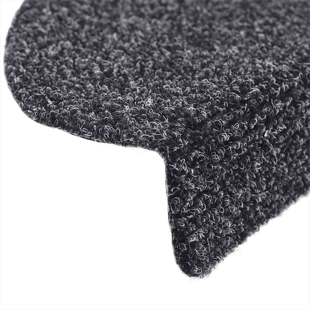 Tappetini per scale autoadesivi 10 pz 56x17x3 cm Grigio scuro semicircolari
