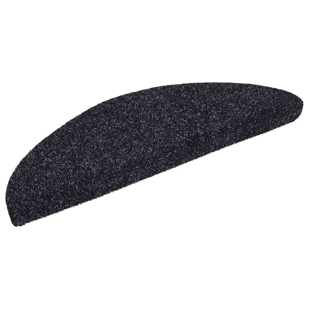 Tappetini per scale autoadesivi 10 pz 56x17x3 cm neri semicircolari