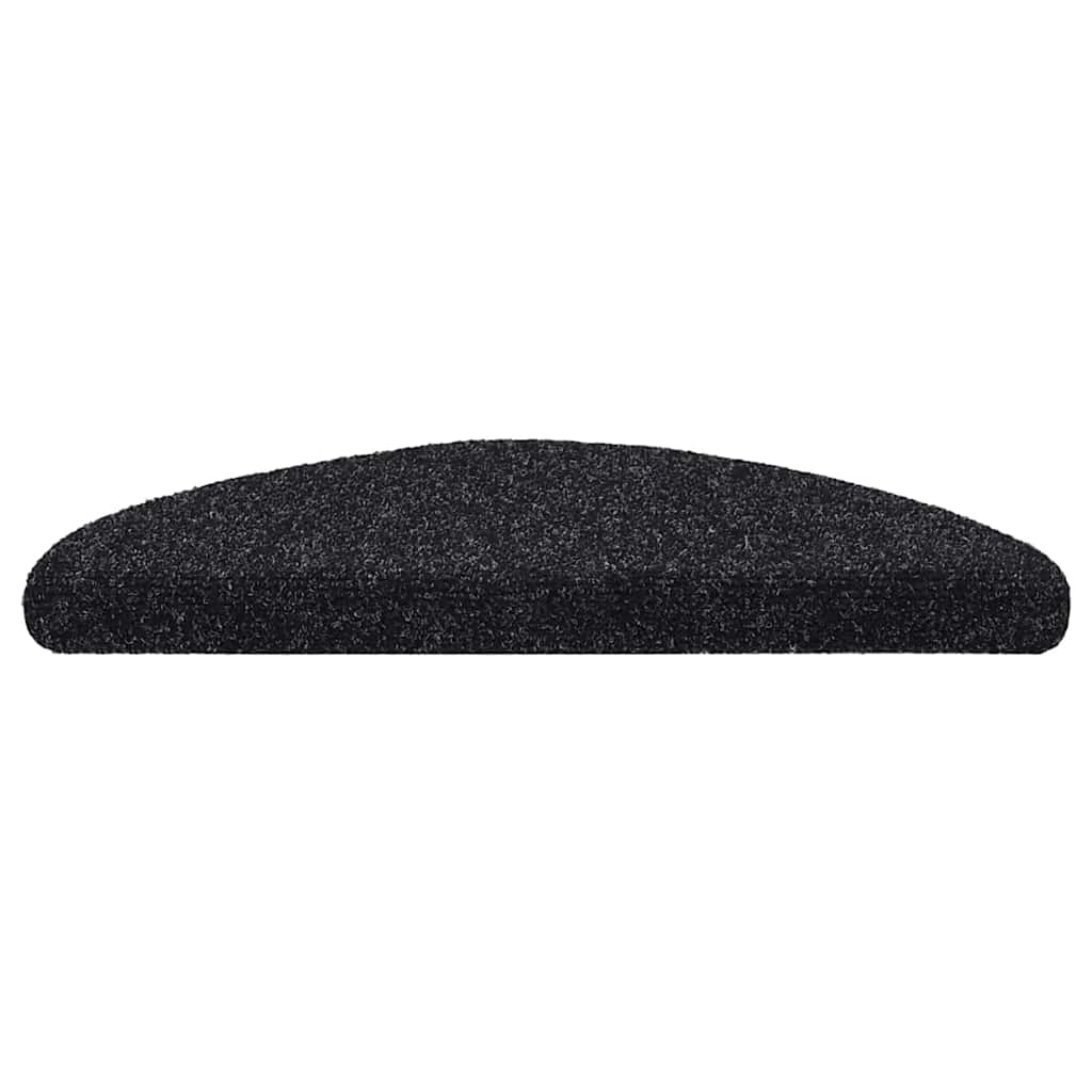 Tappetini per scale autoadesivi 10 pz 56x17x3 cm neri semicircolari