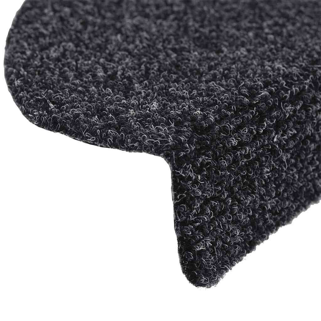 Tappetini per scale autoadesivi 10 pz 56x17x3 cm neri semicircolari