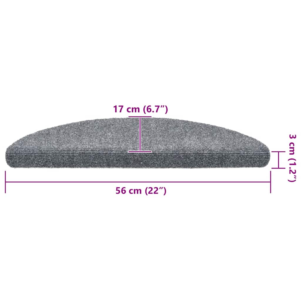 Tappetini per scale autoadesivi 5 pz 56x17x3 cm Grigio chiaro semicircolari - homemem39