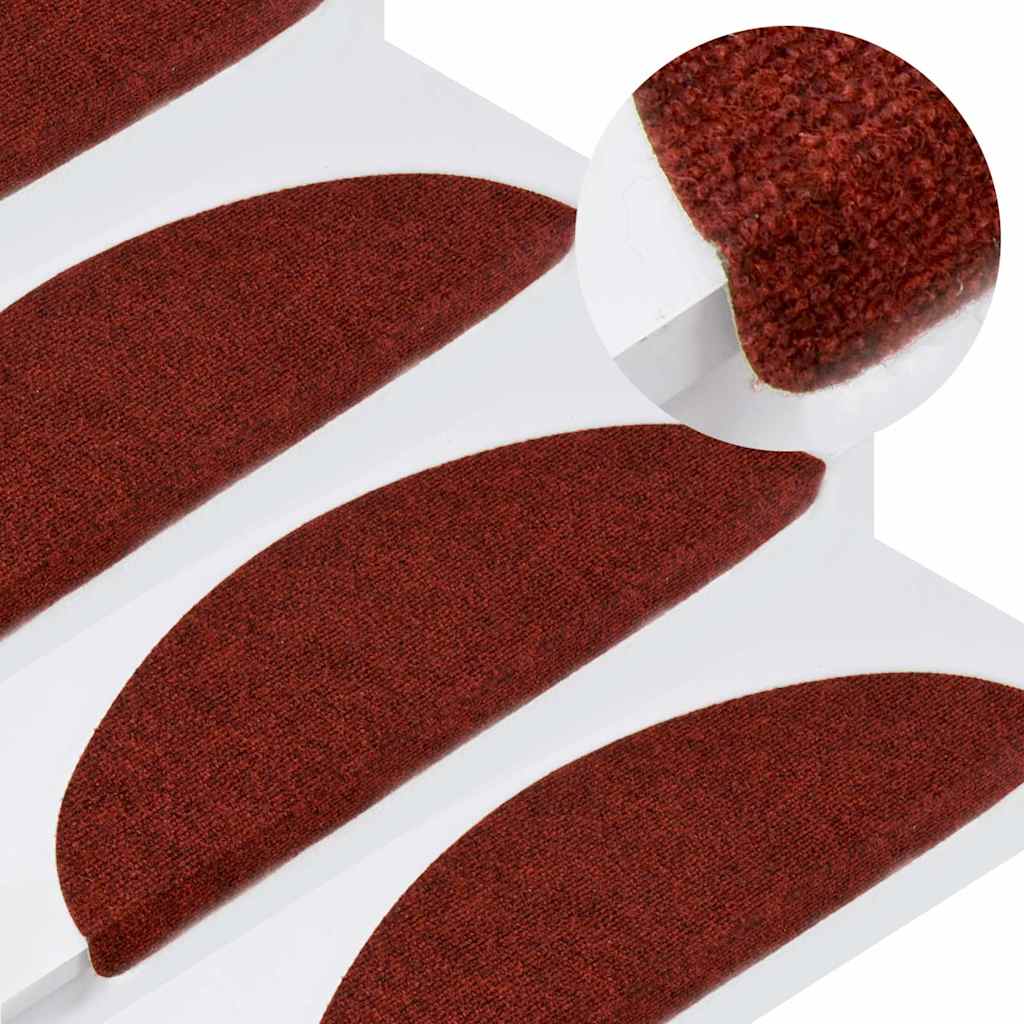 Tappetini per scale autoadesivi 5 pz 56x17x3 cm Bordeaux Rosso Semicircolari - homemem39