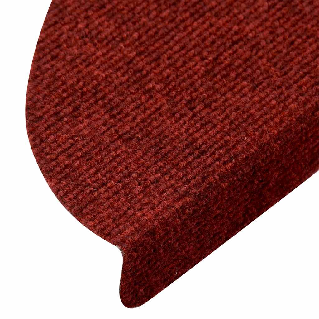 Tappetini per scale autoadesivi 5 pz 56x17x3 cm Bordeaux Rosso Semicircolari - homemem39