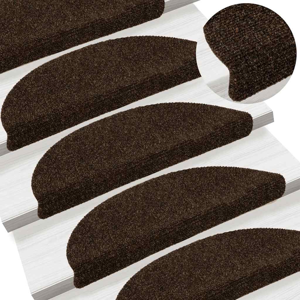 Tappetini per scale autoadesivi 5 pz 56x17x3 cm marrone semicircolari - homemem39