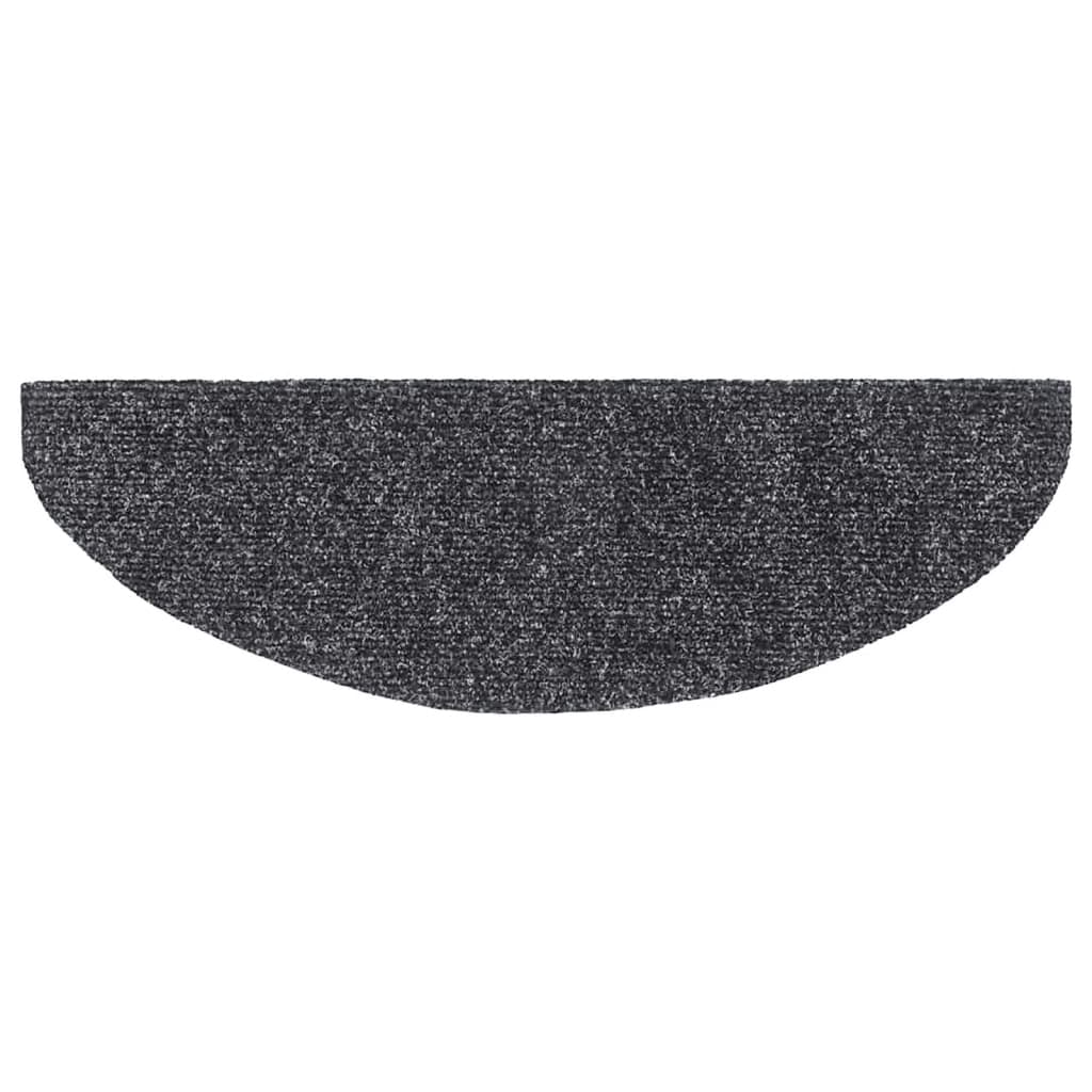 Tappetini per scale autoadesivi 10 pz 65x21x4 cm Grigio scuro Semicircolari Grandi - homemem39