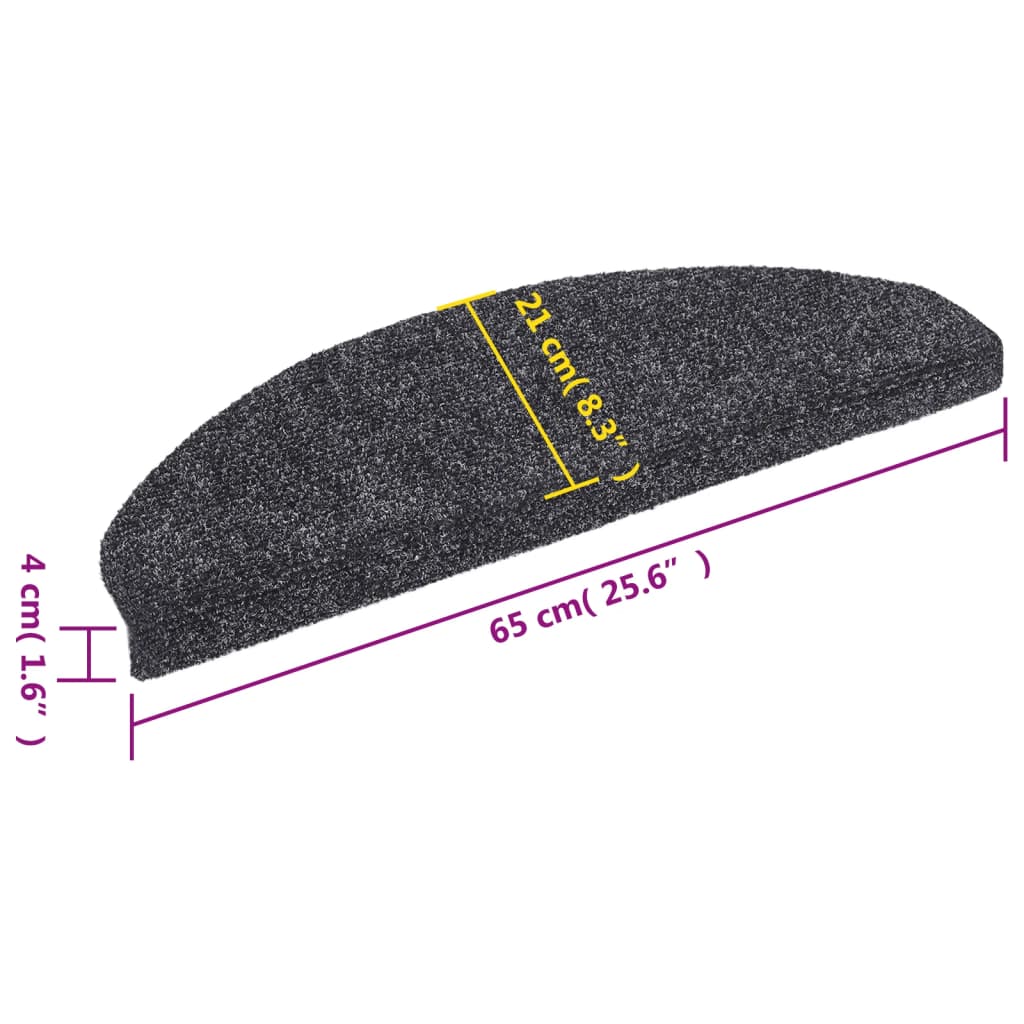 Tappetini per scale autoadesivi 10 pz 65x21x4 cm Grigio scuro Semicircolari Grandi - homemem39