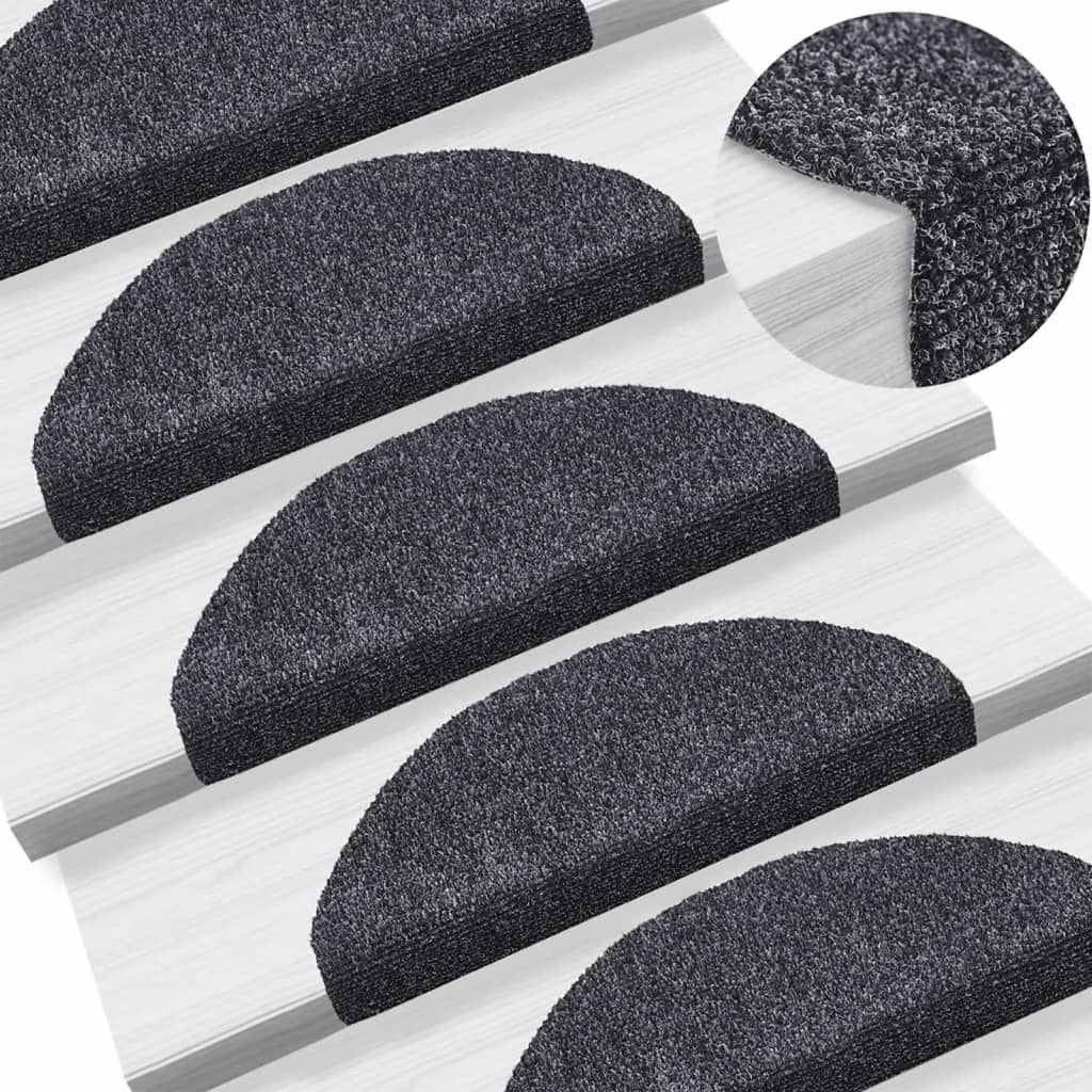 Tappetini per scale autoadesivi 10 pz 65x21x4 cm Grigio scuro Semicircolari Grandi - homemem39