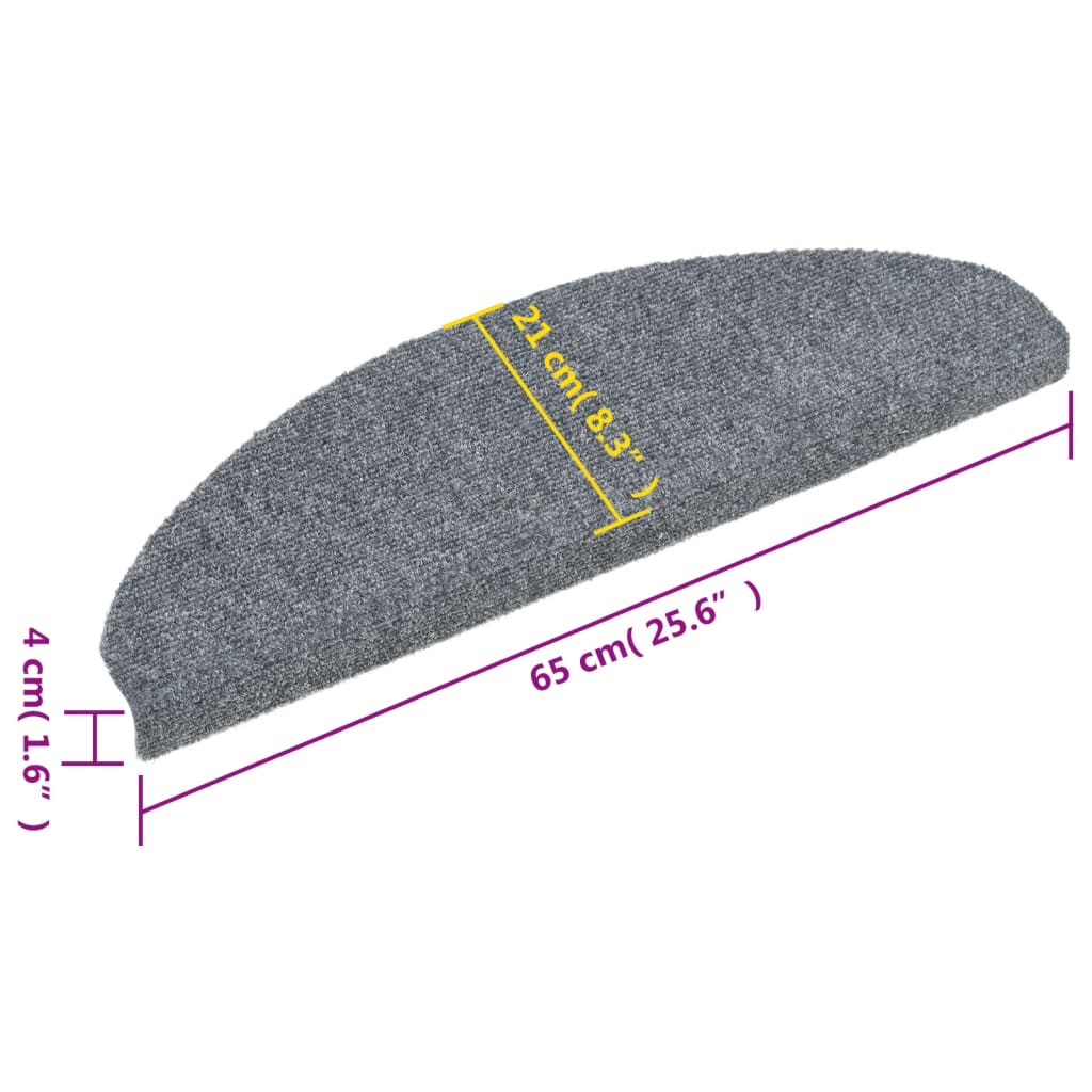 Tappetini per scale autoadesivi 5 pz 65x21x4 cm Grigio chiaro Semicircolari Grandi - homemem39