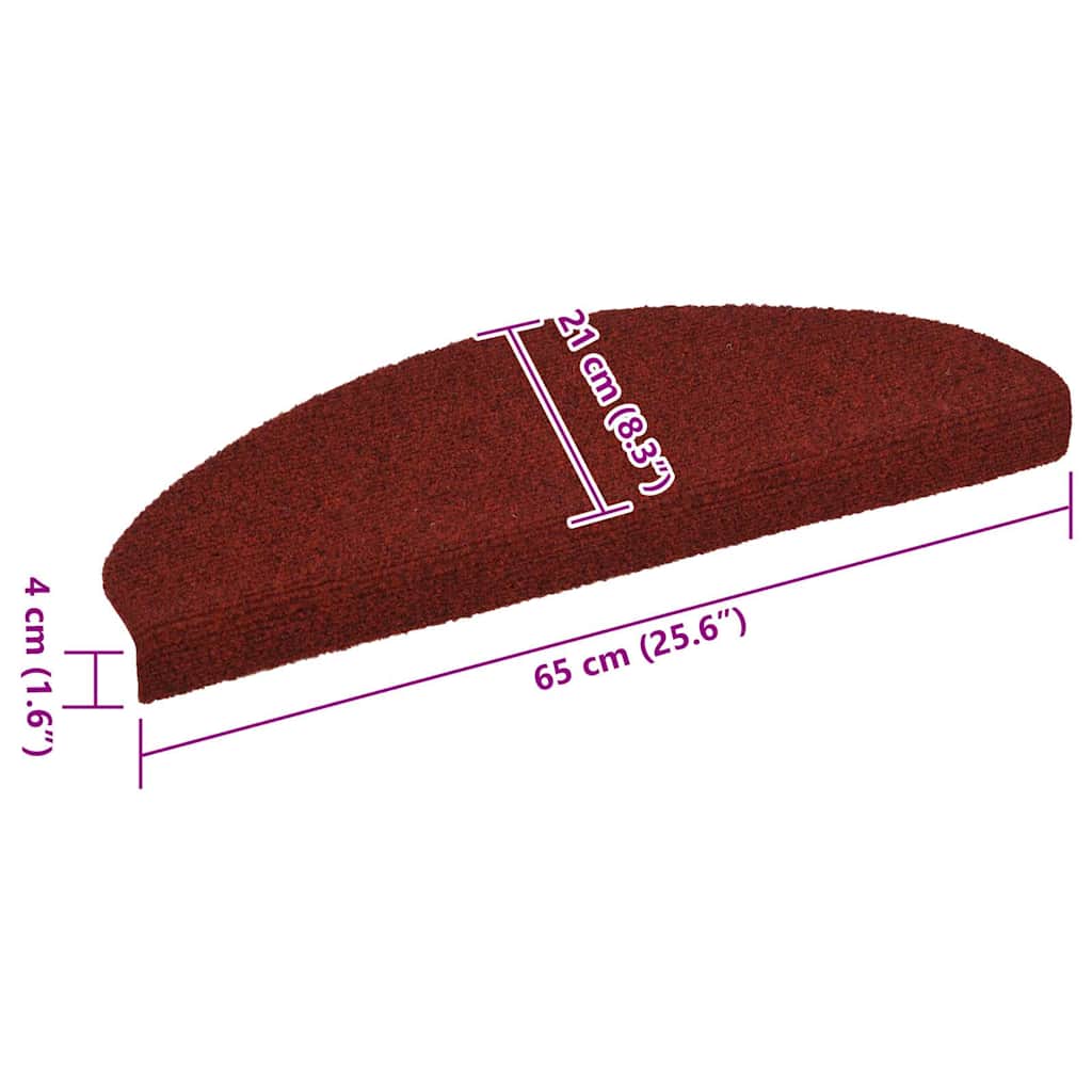 Tappetini per scale autoadesivi 10 pz 65x21x4 cm Bordeaux Rosso Semicircolari Grandi - homemem39