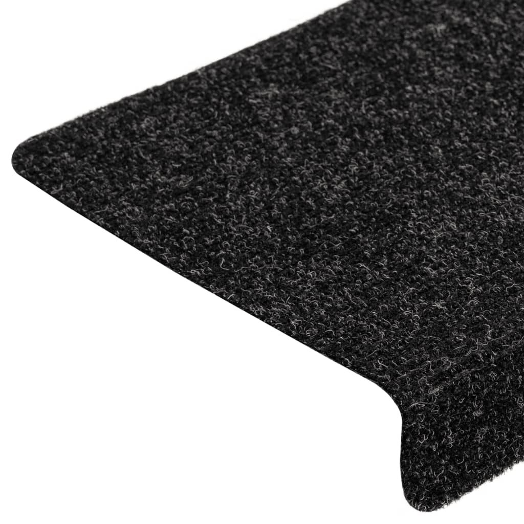 Tappetini per scale autoadesivi 5 pz 65x21x4 cm neri con bordo rettangolare - homemem39