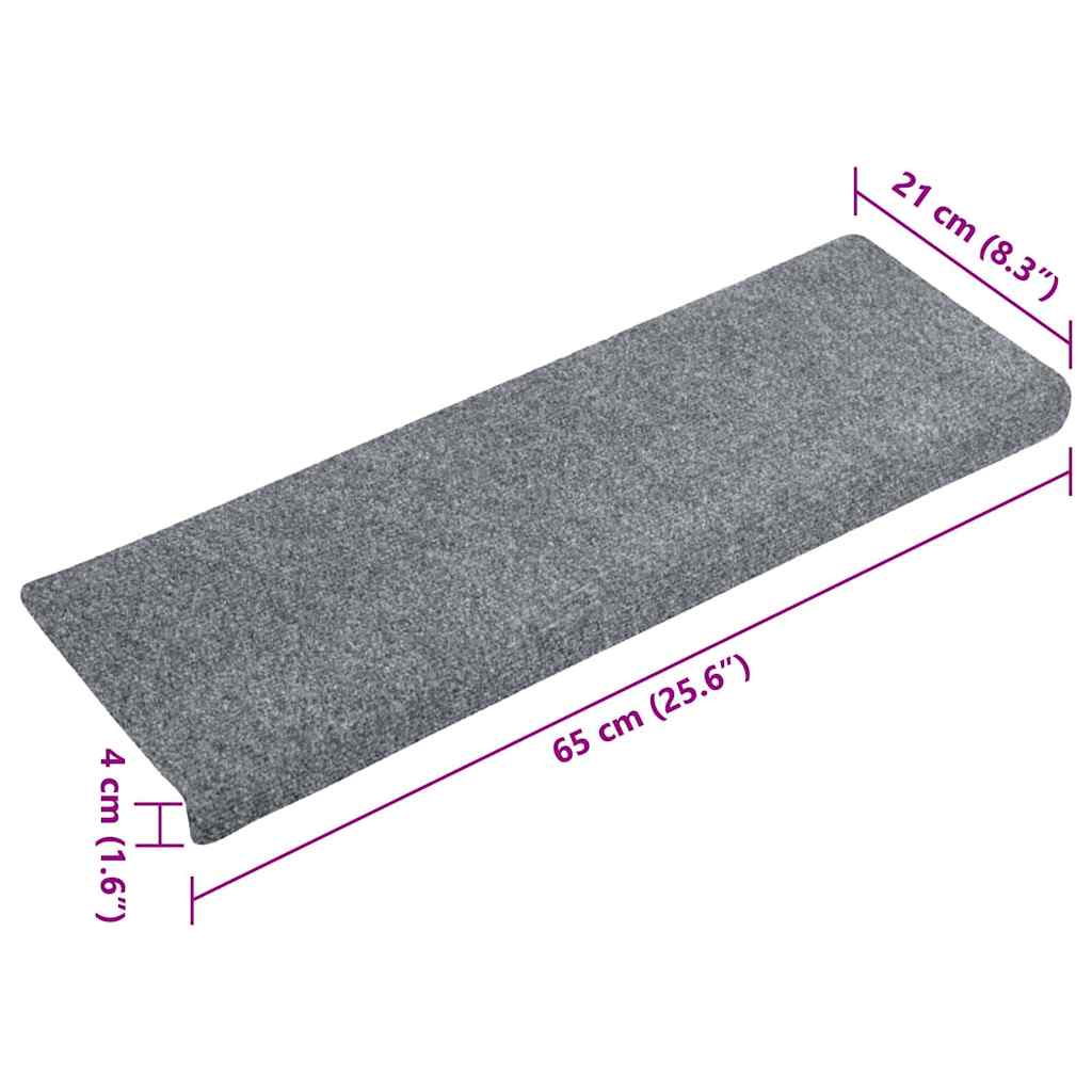 Tappetini per scale autoadesivi 5 pz 65x21x4 cm Grigio chiaro bordo rettangolare - homemem39