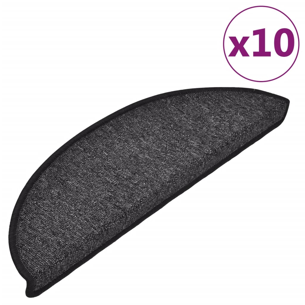 Tappetini per scale 10 pz 56x17x3 cm Antracite Semicircolari - homemem39