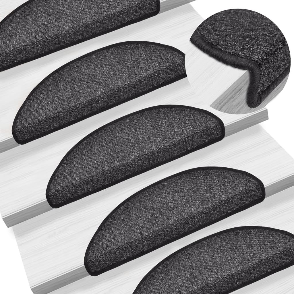 Tappetini per scale 10 pz 56x17x3 cm Antracite Semicircolari - homemem39