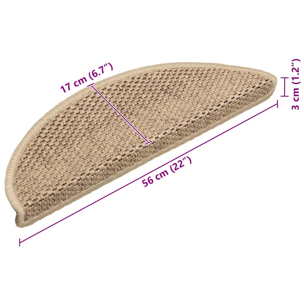 Tappeti Autoadesivi Scale Aspetto Sisal 15 pz 56x17x3 cm Sabbia | homemem39
