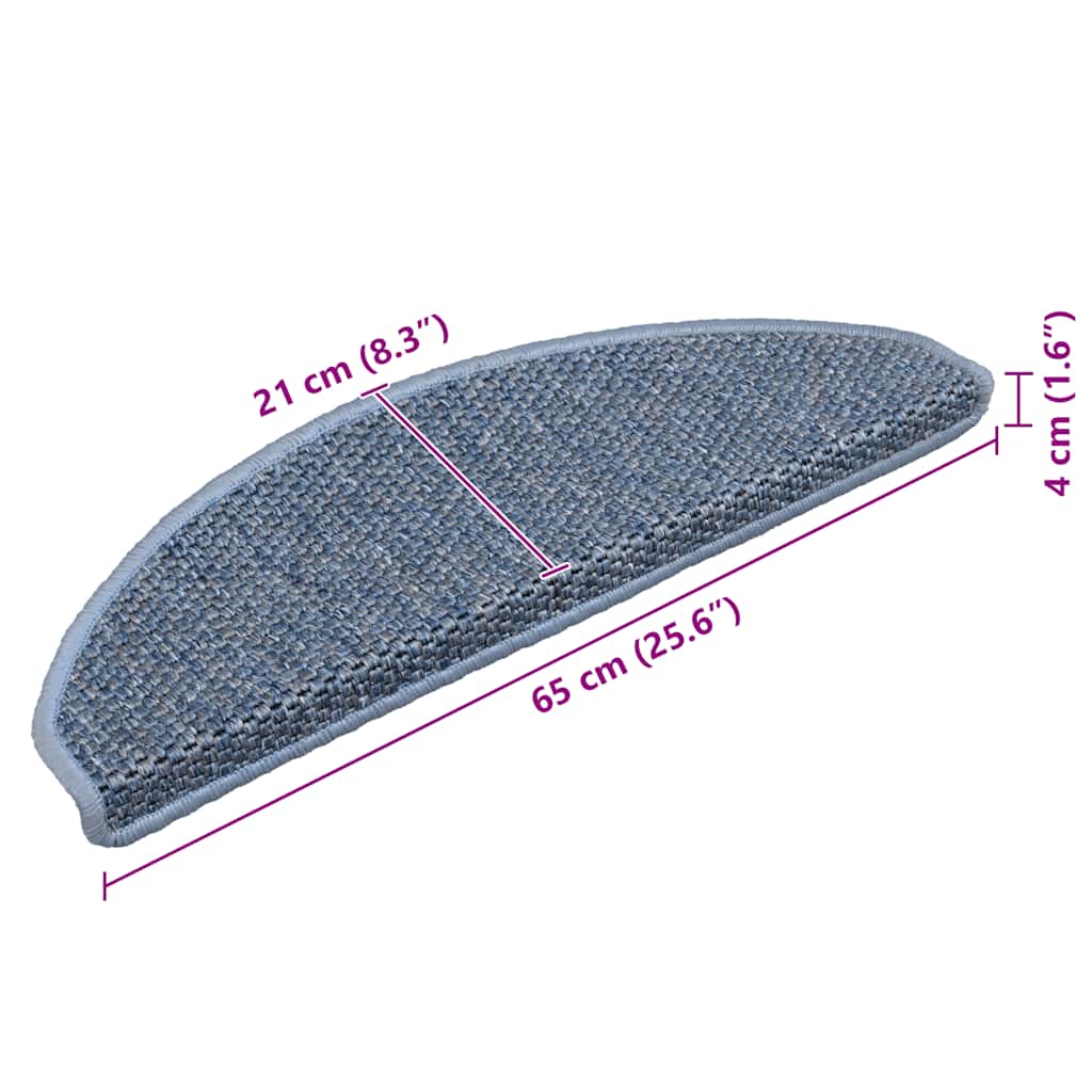 Tappeti Autoadesivi Scale Aspetto Sisal 15 pz 65x21x4 cm Blu - homemem39