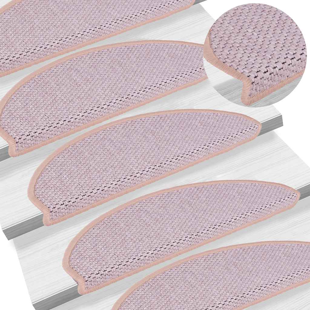 Tappeti Autoadesivi Scale Aspetto Sisal 15pz 65x21x4 cm Rosa - homemem39