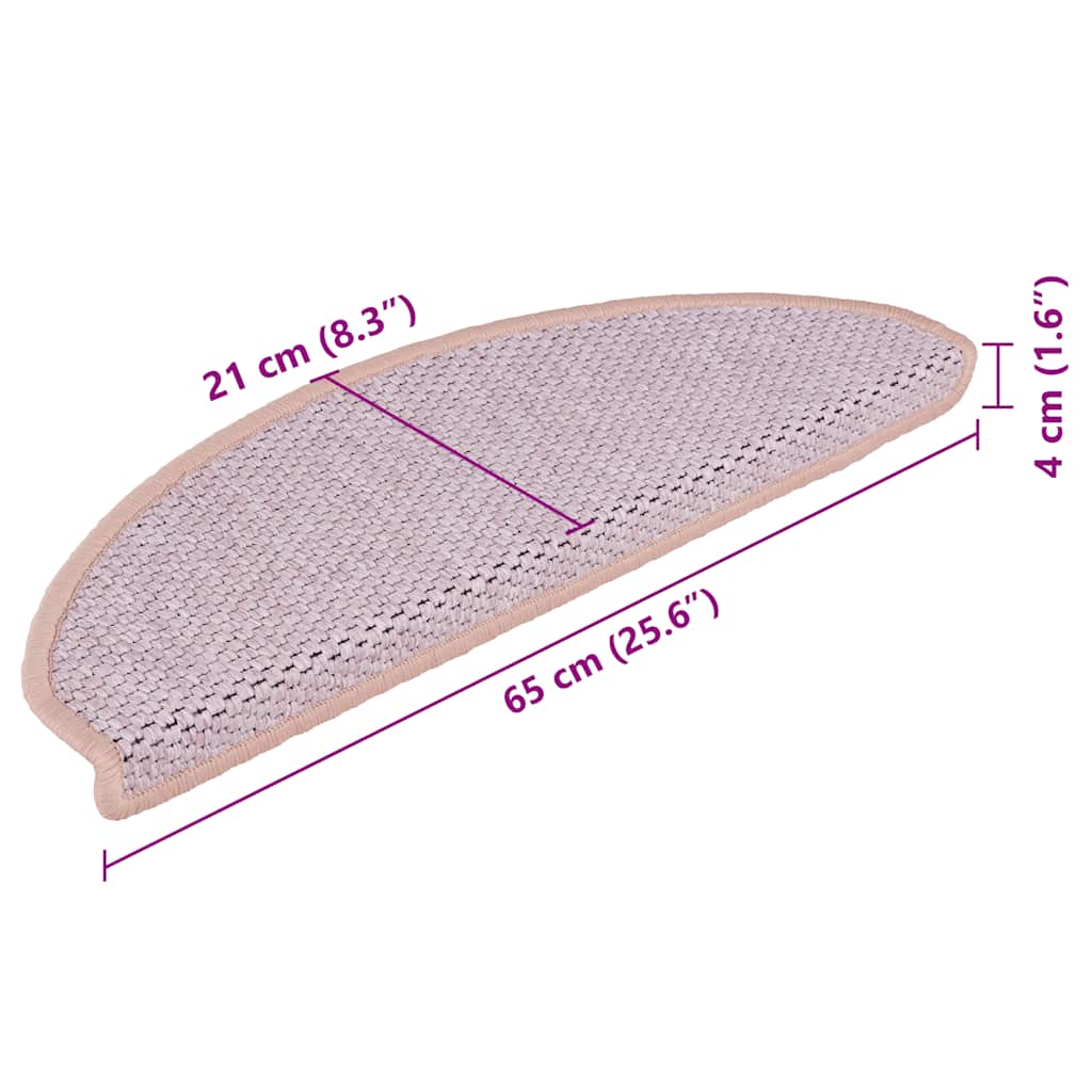 Tappeti Autoadesivi Scale Aspetto Sisal 15pz 65x21x4 cm Rosa - homemem39