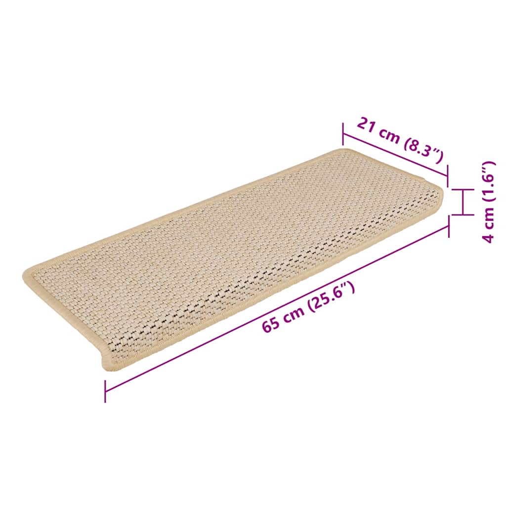 Tappeti Autoadesivi Scale Aspetto Sisal 15 pz 65x21x4 cm Berber