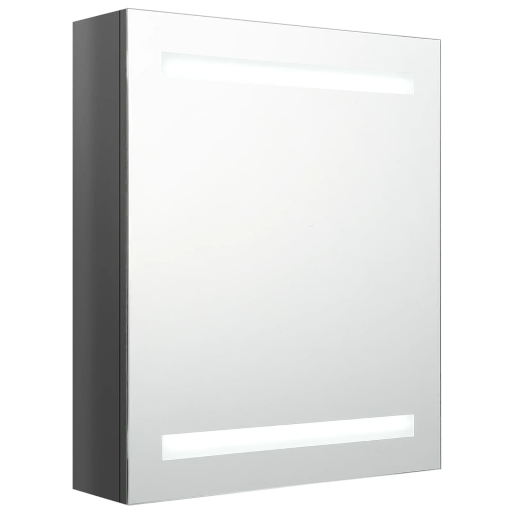 Armadietto Bagno con Specchio e LED Grigio Lucido 50x14x60 cm - homemem39