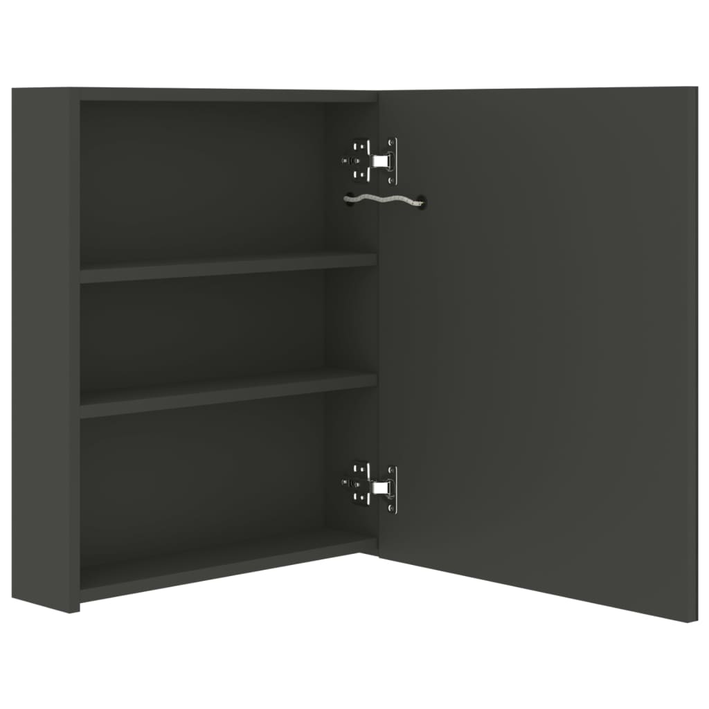 Armadietto Bagno con Specchio e LED Antracite 50x14x60 cm - homemem39