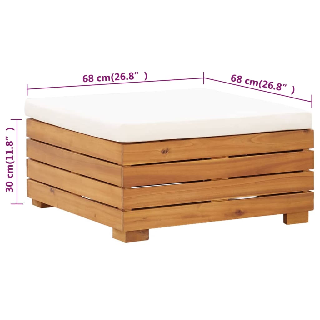 Set Tavolino Poggiapiedi da Giardino Cuscino Massello d'Acacia | homemem39