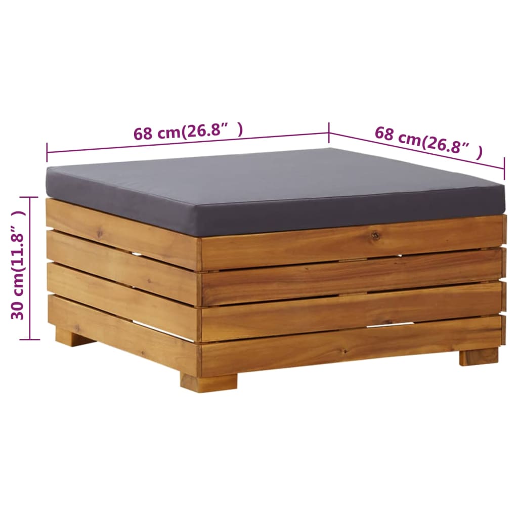 Set Tavolino Poggiapiedi da Giardino Cuscino Massello d'Acacia | homemem39