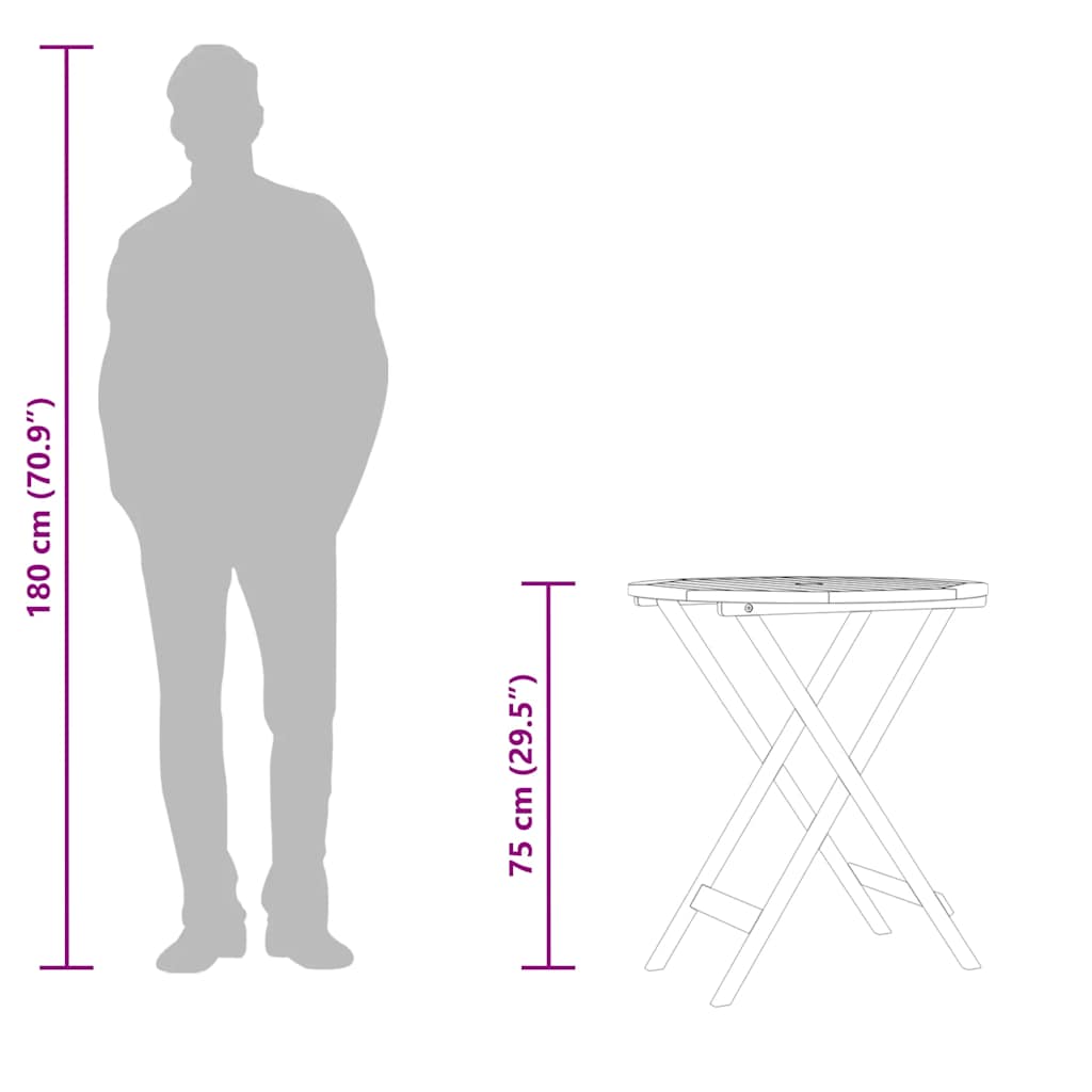 Tavolo da Giardino Pieghevole Ø60x75cm Massello di Eucalipto - homemem39