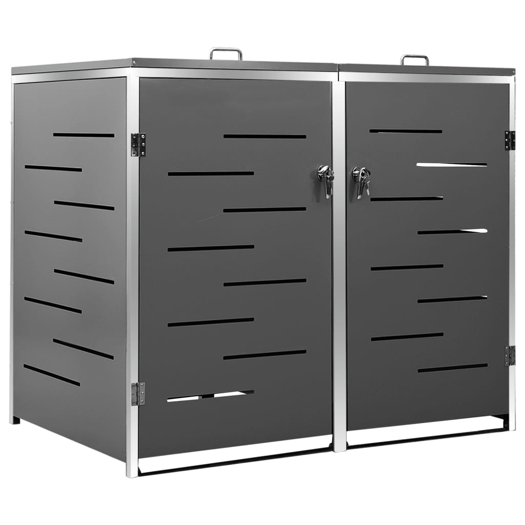 Copri Bidoni Pattumiera Doppia 138x77,5x112,5 cm Acciaio Inox - homemem39