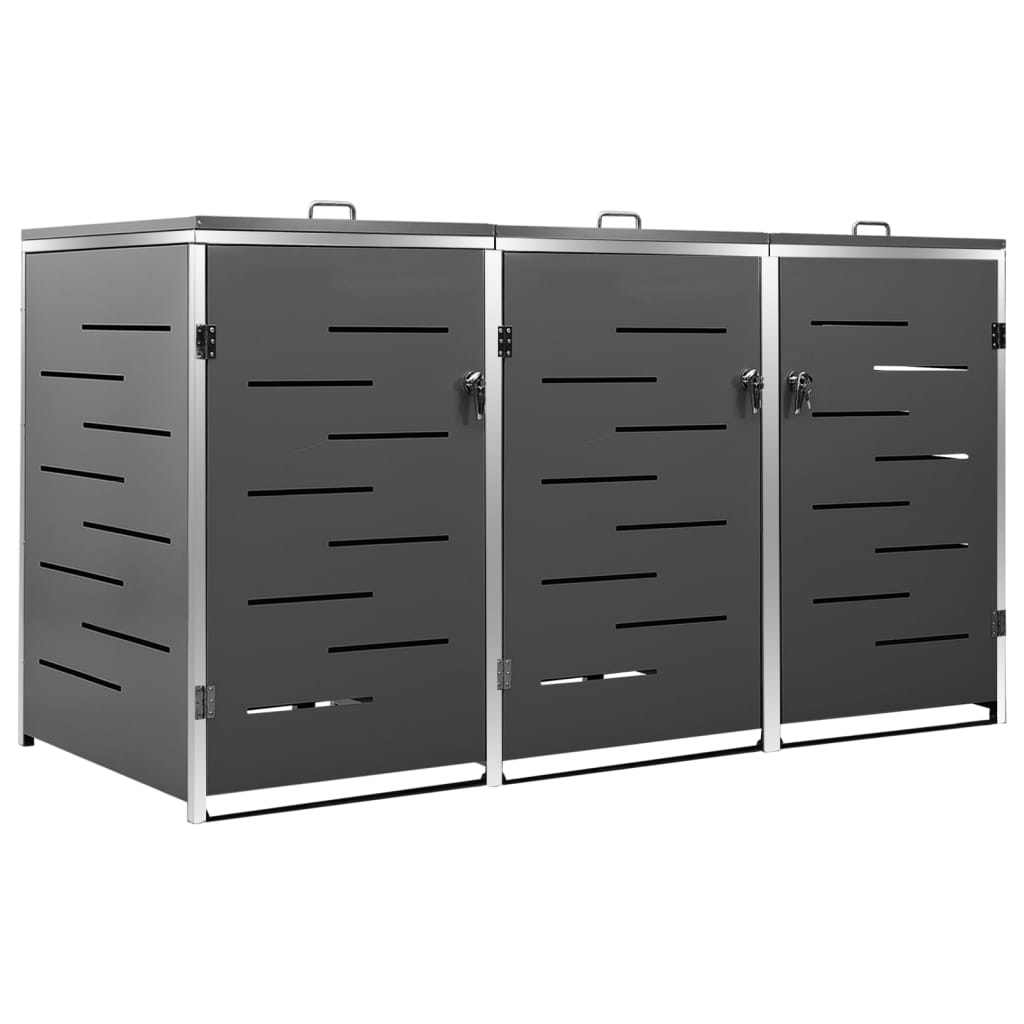 Copribidone per Spazzatura Triplo 207x77,5x112,5cm Acciaio Inox - homemem39