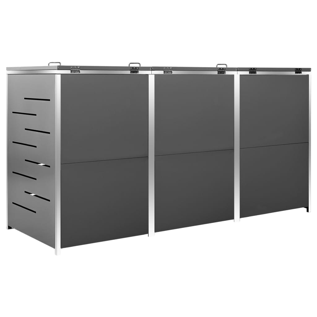 Copribidone per Spazzatura Triplo 207x77,5x112,5cm Acciaio Inox - homemem39