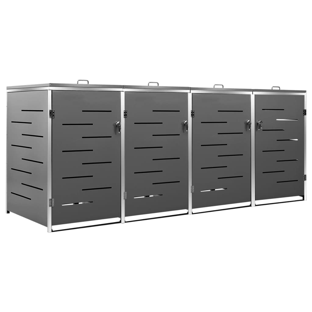 Copri Bidoni Pattume Quadruplo 276,5x77,5x112,5 cm Acciaio Inox - homemem39