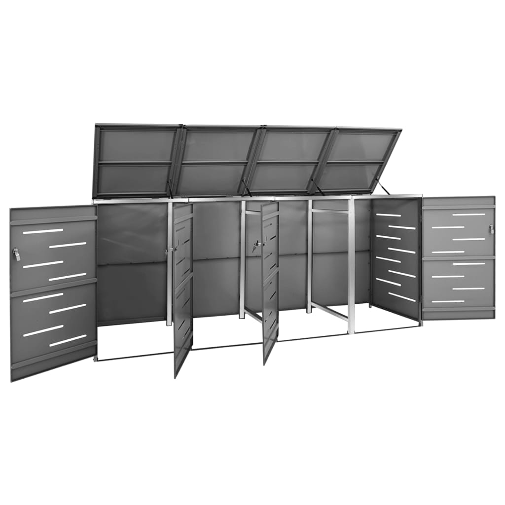 Copri Bidoni Pattume Quadruplo 276,5x77,5x112,5 cm Acciaio Inox - homemem39