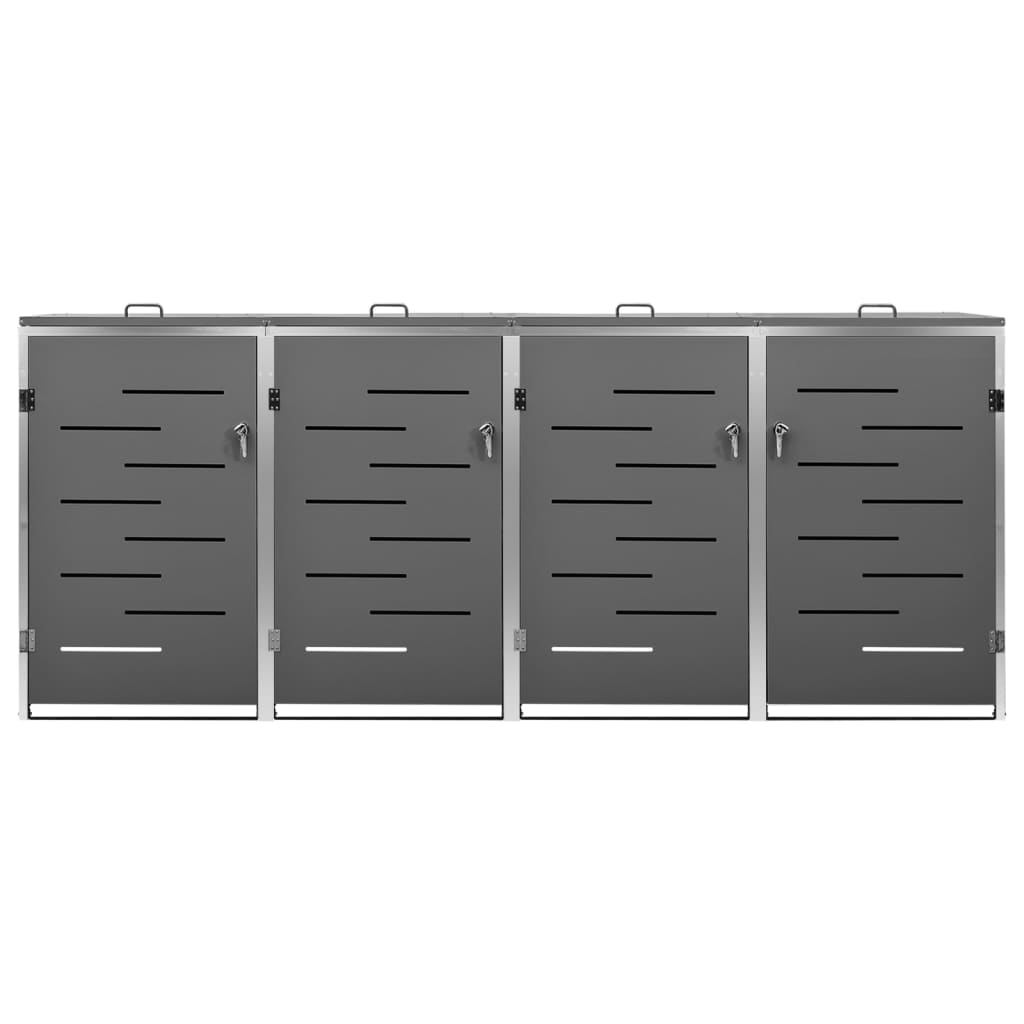 Copri Bidoni Pattume Quadruplo 276,5x77,5x112,5 cm Acciaio Inox - homemem39