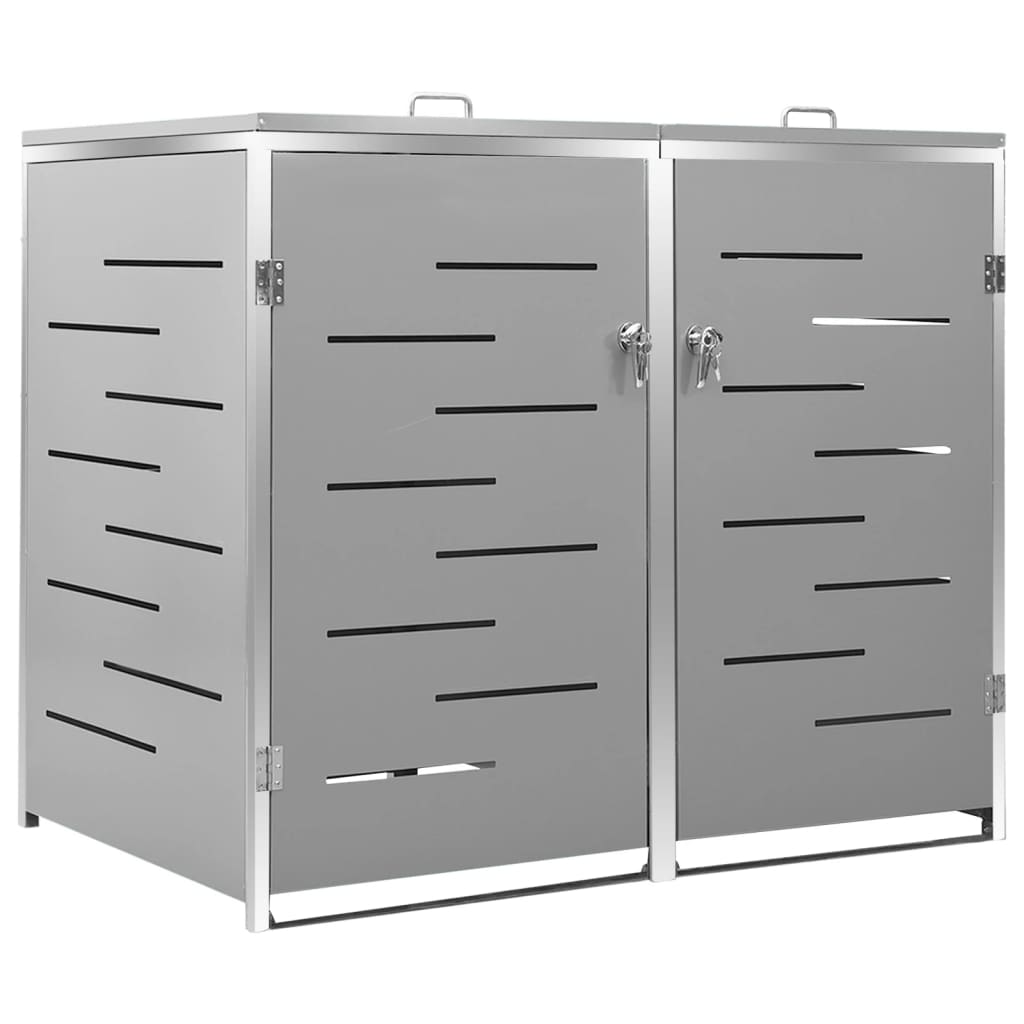 Copri Bidoni Pattumiera Doppia 138x77,5x112,5 cm Acciaio Inox - homemem39
