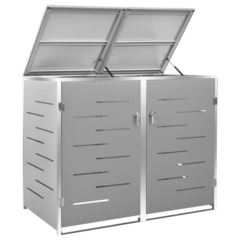 Copri Bidoni Pattumiera Doppia 138x77,5x112,5 cm Acciaio Inox - homemem39