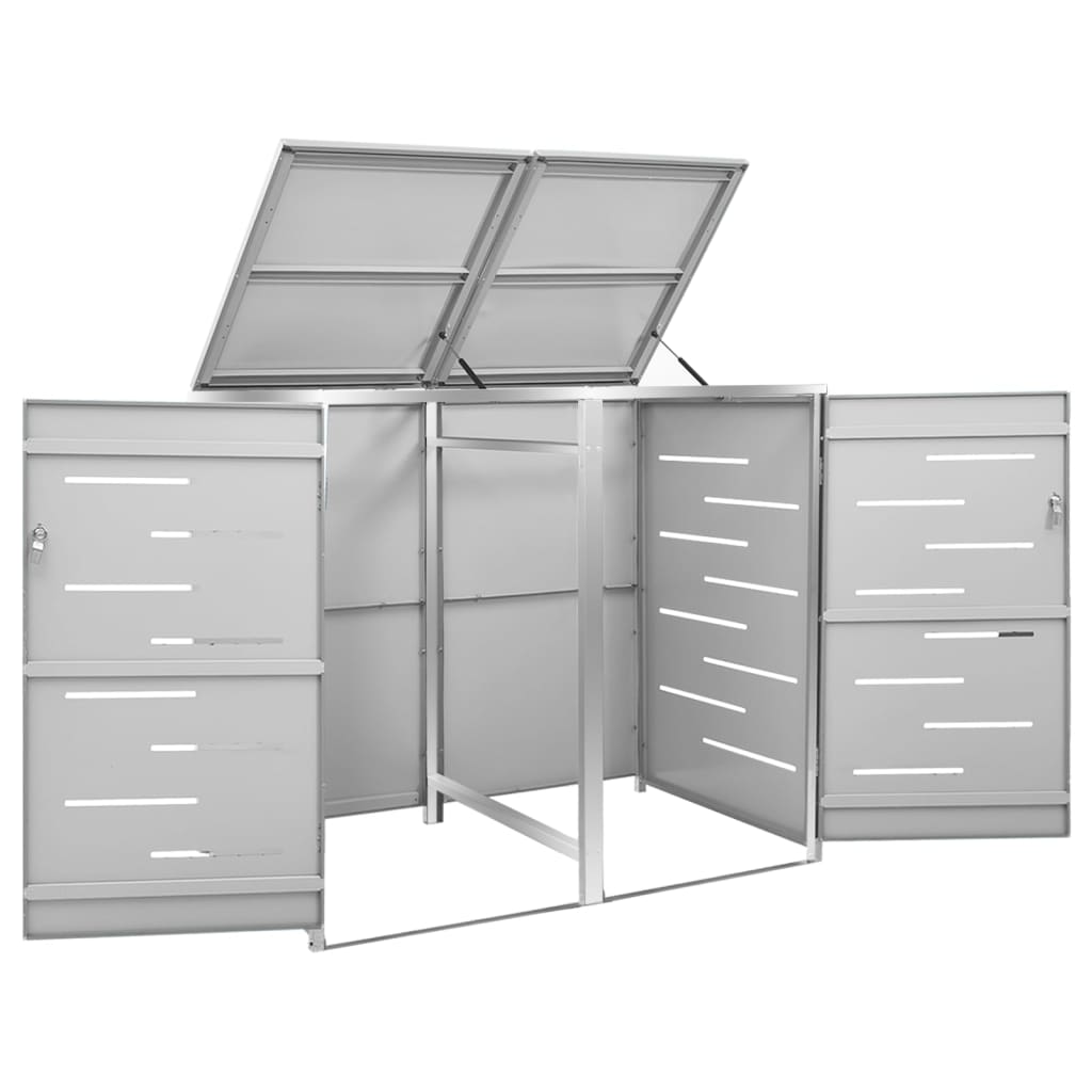 Copri Bidoni Pattumiera Doppia 138x77,5x112,5 cm Acciaio Inox - homemem39