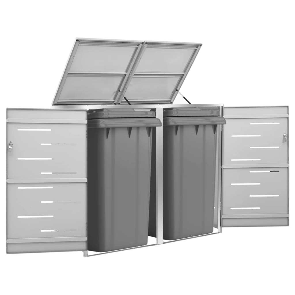 Copri Bidoni Pattumiera Doppia 138x77,5x112,5 cm Acciaio Inox - homemem39