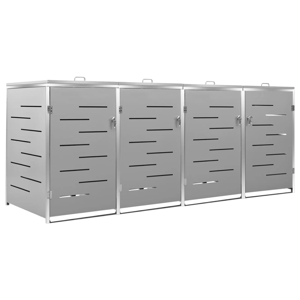 Copri Bidoni Pattume Quadruplo 276,5x77,5x112,5 cm Acciaio Inox - homemem39