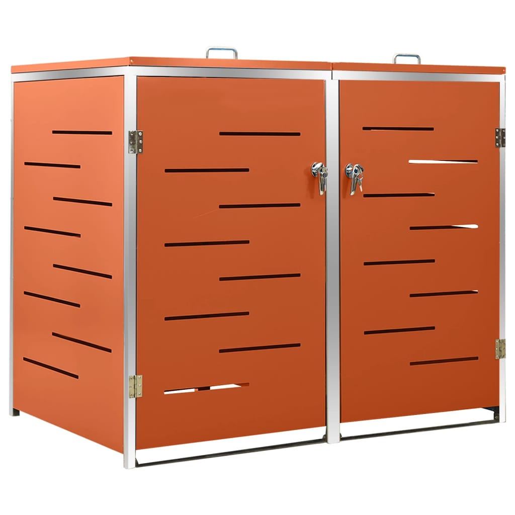 Copri Bidoni Pattumiera Doppia 138x77,5x112,5 cm Acciaio Inox - homemem39