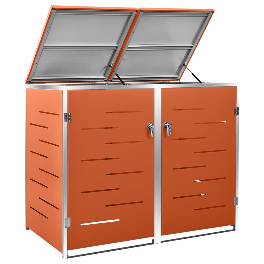 Copri Bidoni Pattumiera Doppia 138x77,5x112,5 cm Acciaio Inox - homemem39