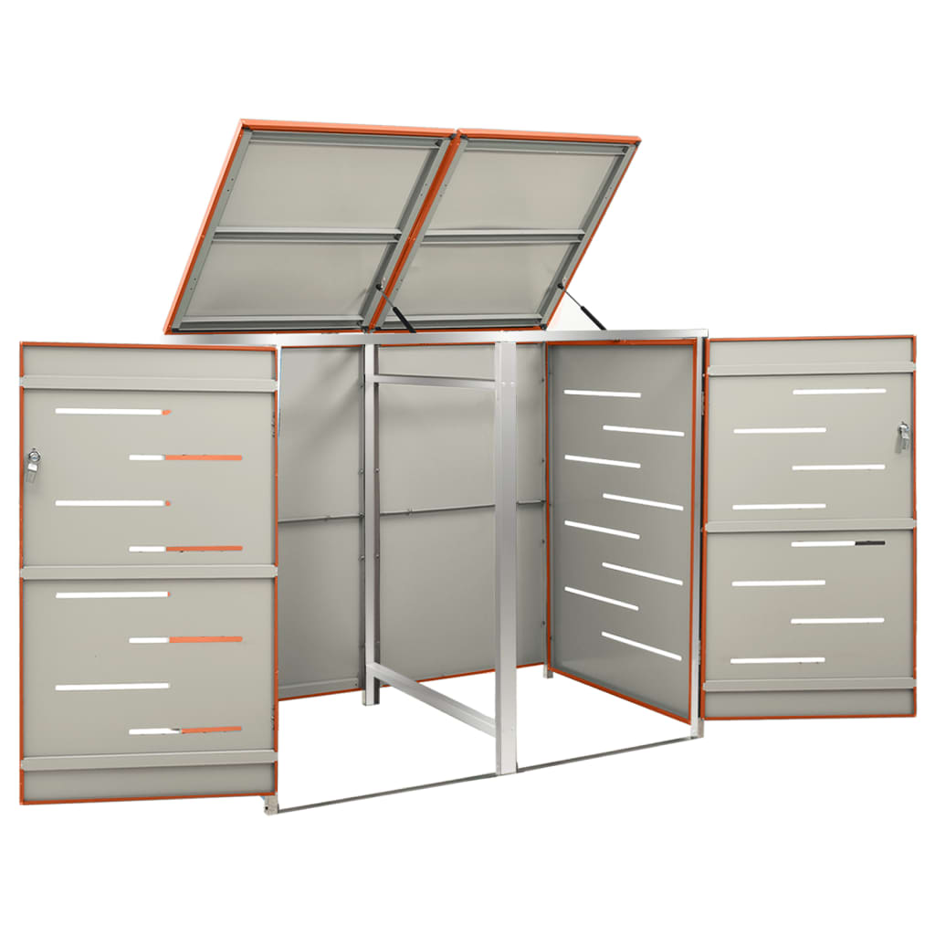 Copri Bidoni Pattumiera Doppia 138x77,5x112,5 cm Acciaio Inox - homemem39