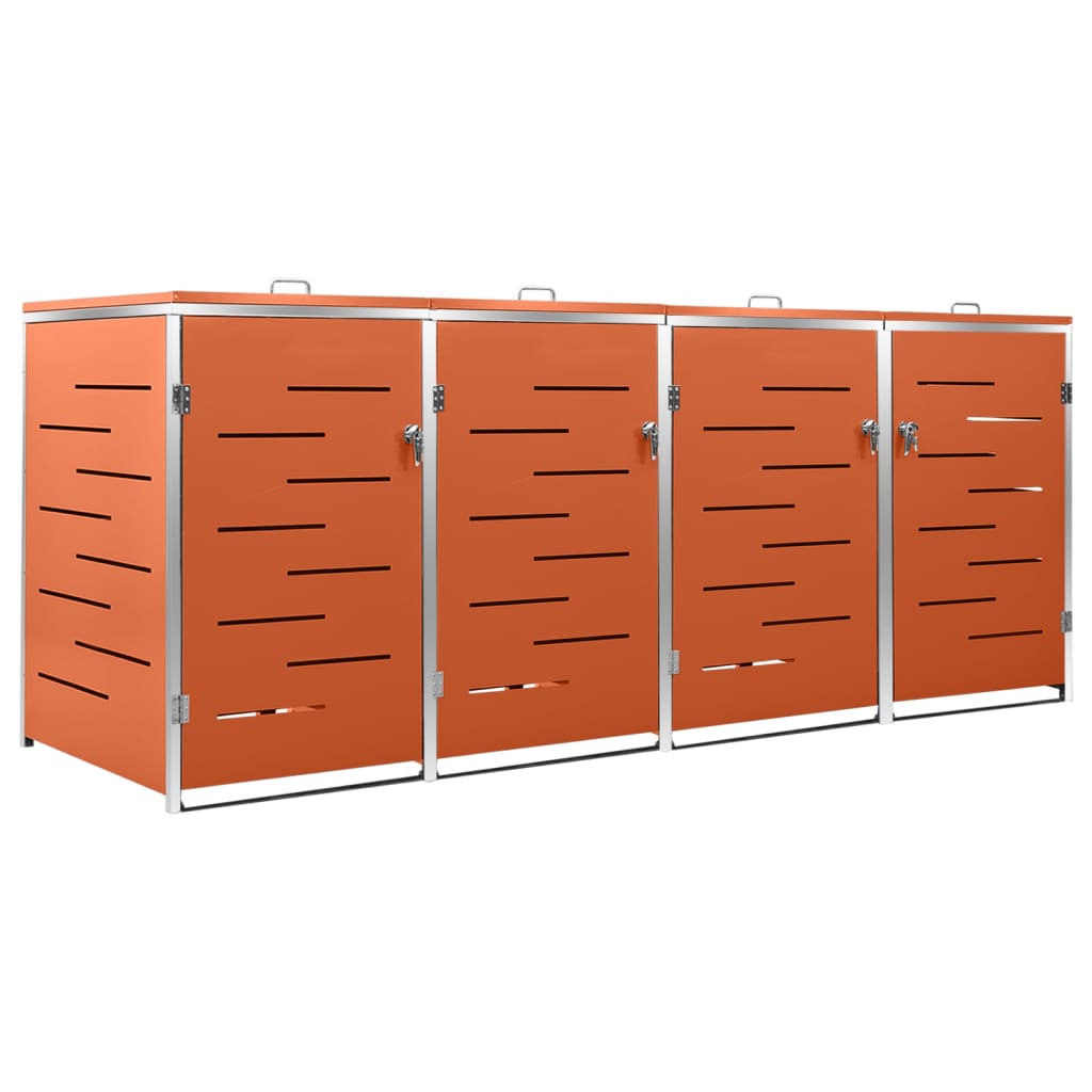 Copri Bidoni Pattume Quadruplo 276,5x77,5x112,5 cm Acciaio Inox - homemem39