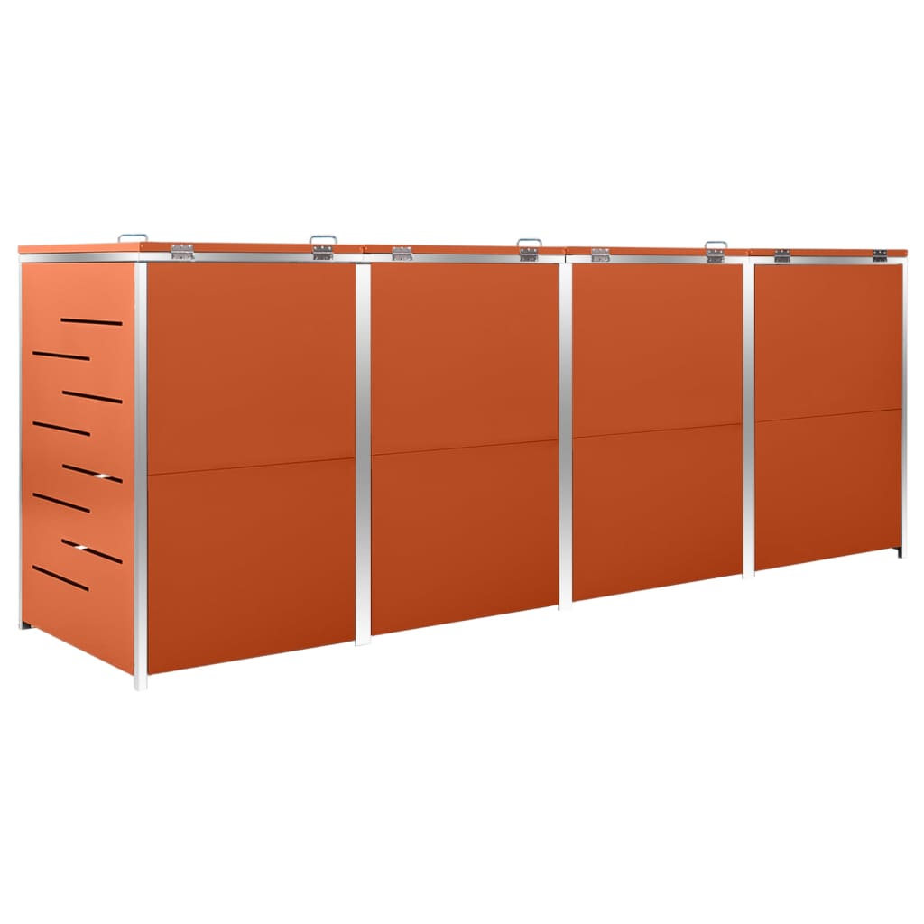 Copri Bidoni Pattume Quadruplo 276,5x77,5x112,5 cm Acciaio Inox - homemem39