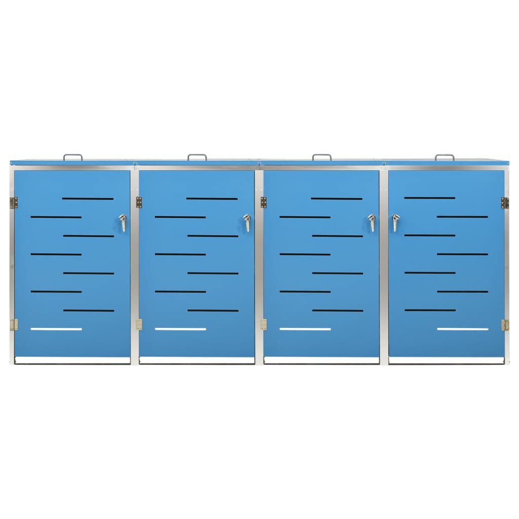 Copri Bidoni Pattume Quadruplo 276,5x77,5x112,5 cm Acciaio Inox - homemem39